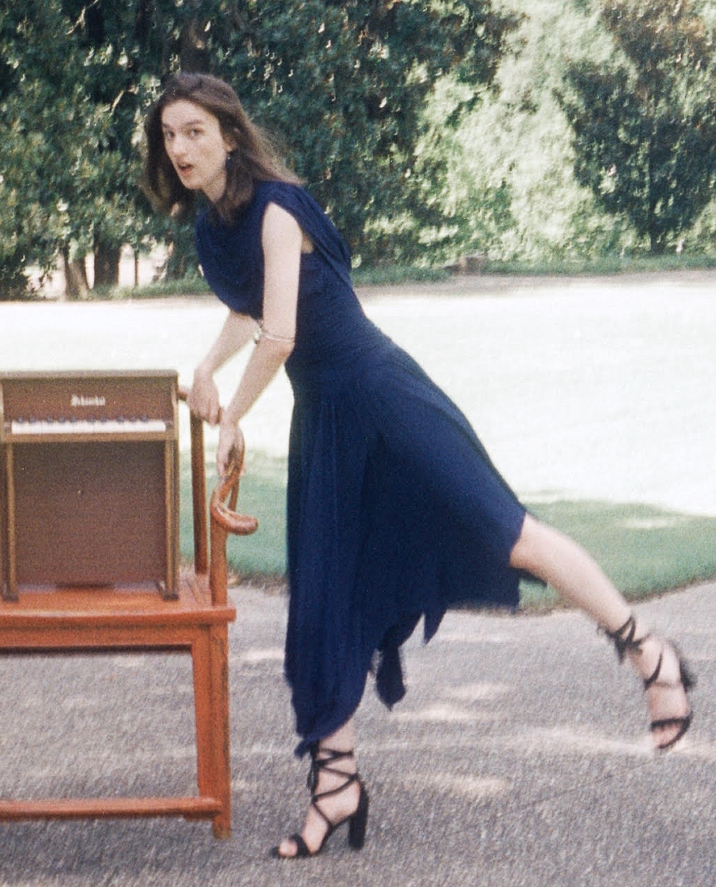 caroline running with piano